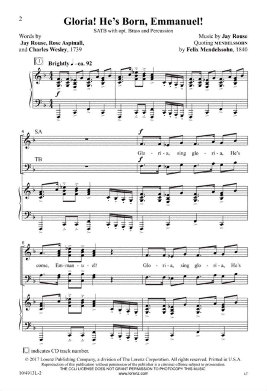 Gloria! He’s Born, Emmanuel! 4-Part scores gallery preview page 2