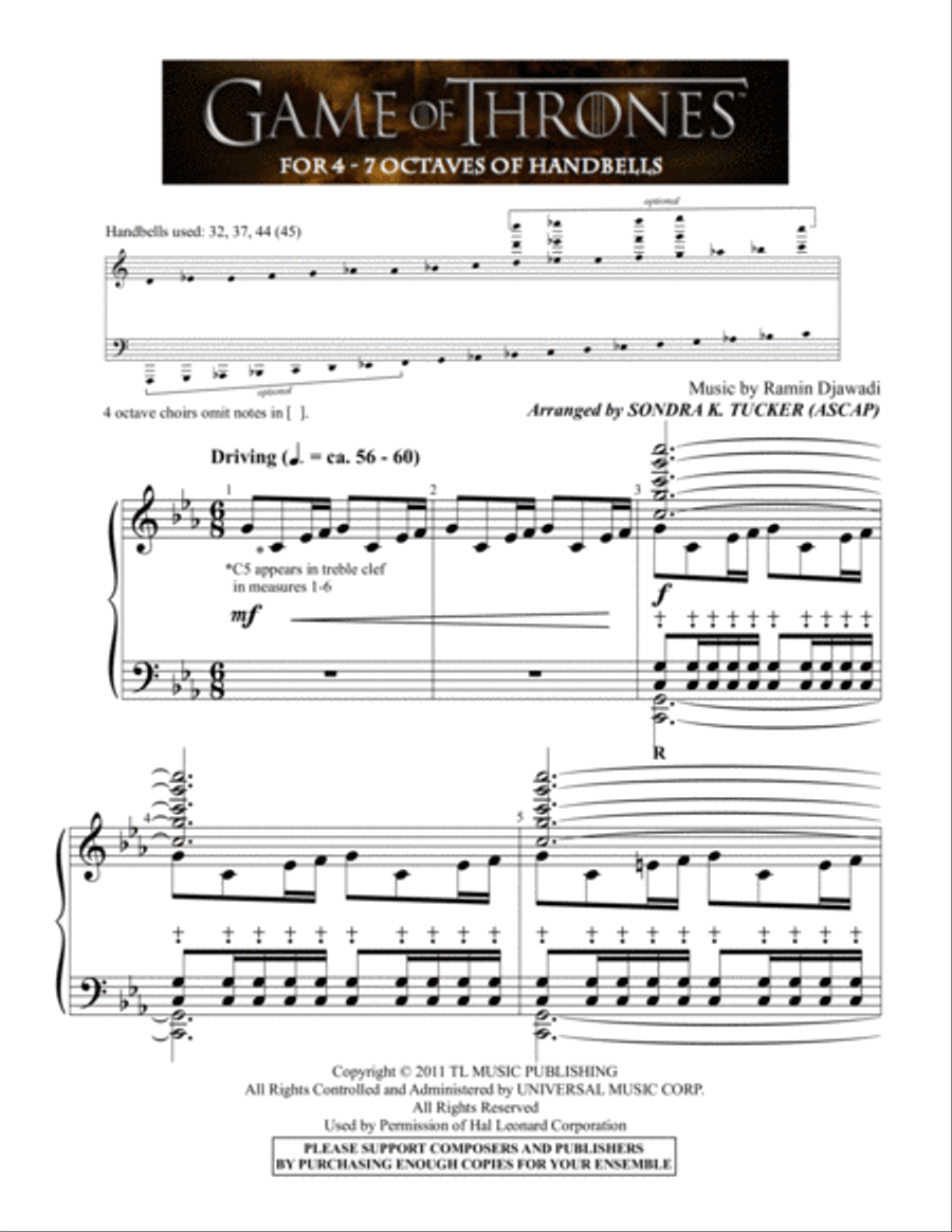 Game Of Thrones Handbell Choir scores gallery preview page 1