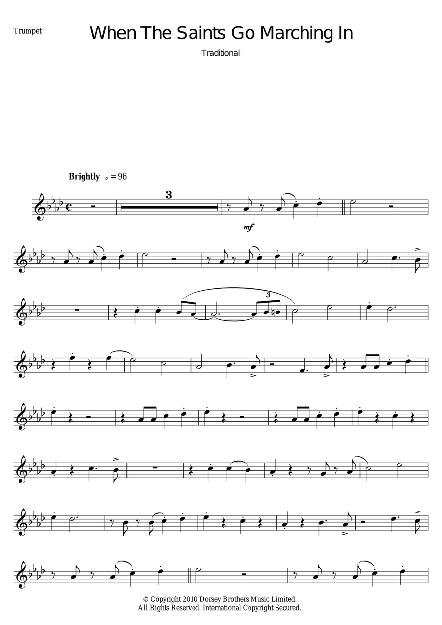 When The Saints Go Marching In Trumpet Solo scores gallery preview page 1