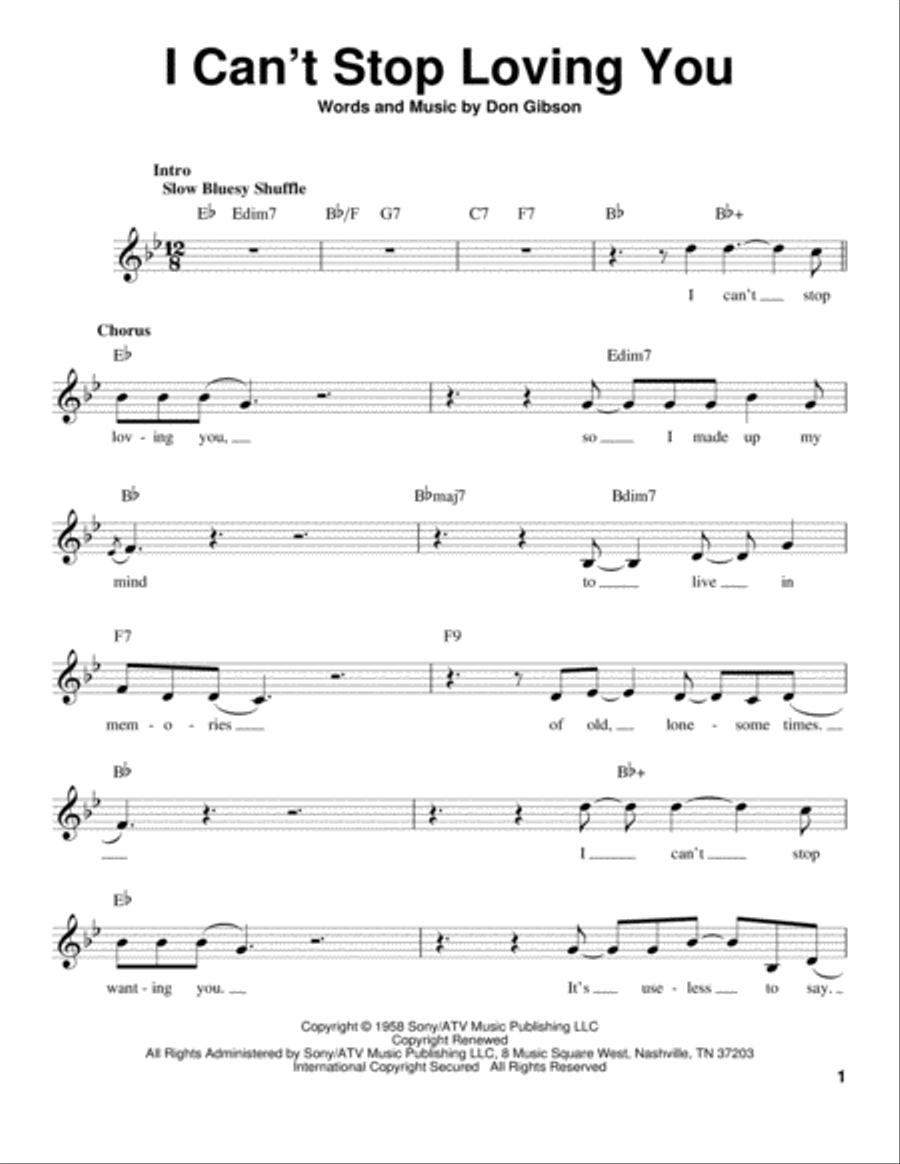 I Can't Stop Loving You Voice scores gallery preview page 1