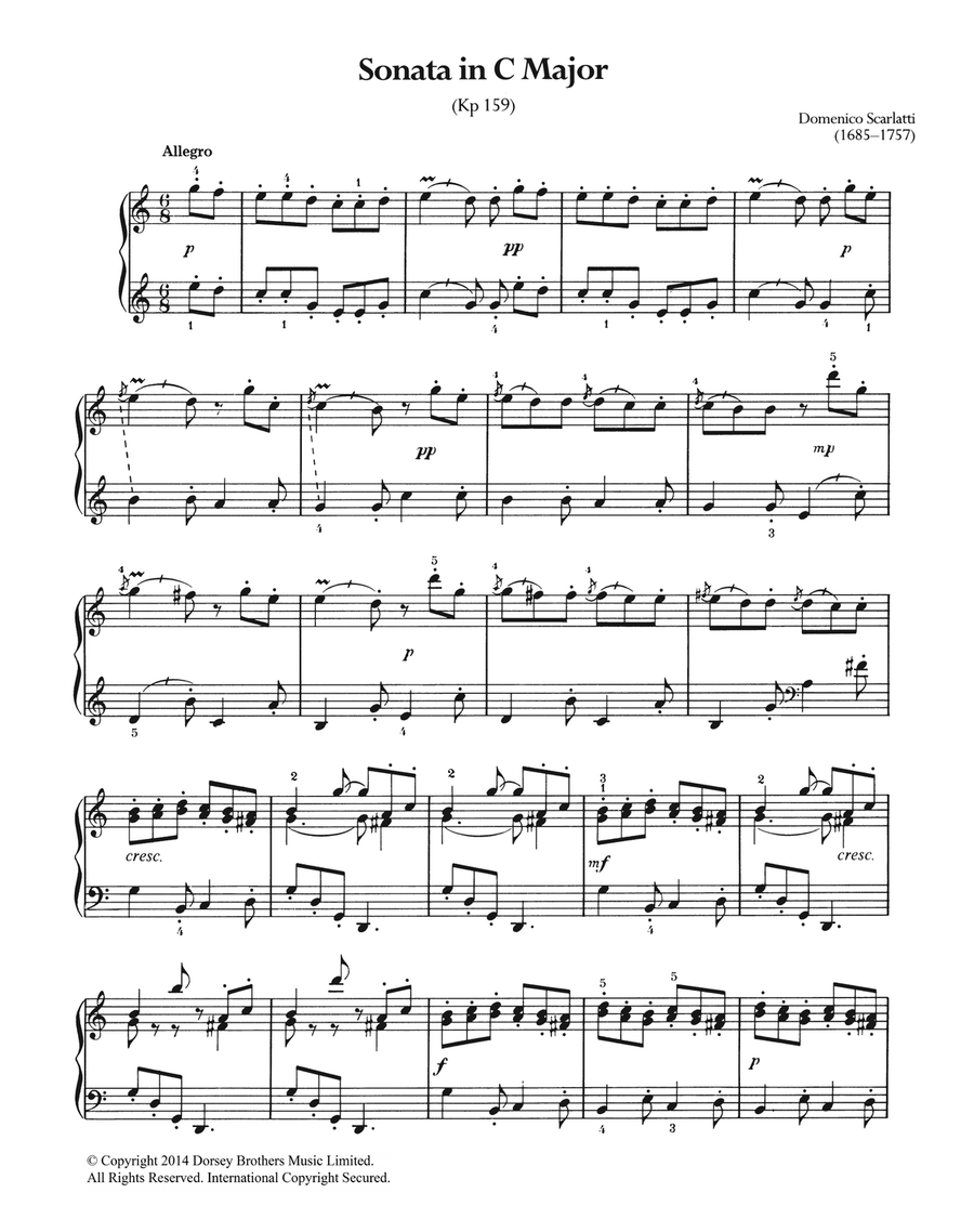 Sonata In C Major, K.159 Piano Solo scores gallery preview page 1