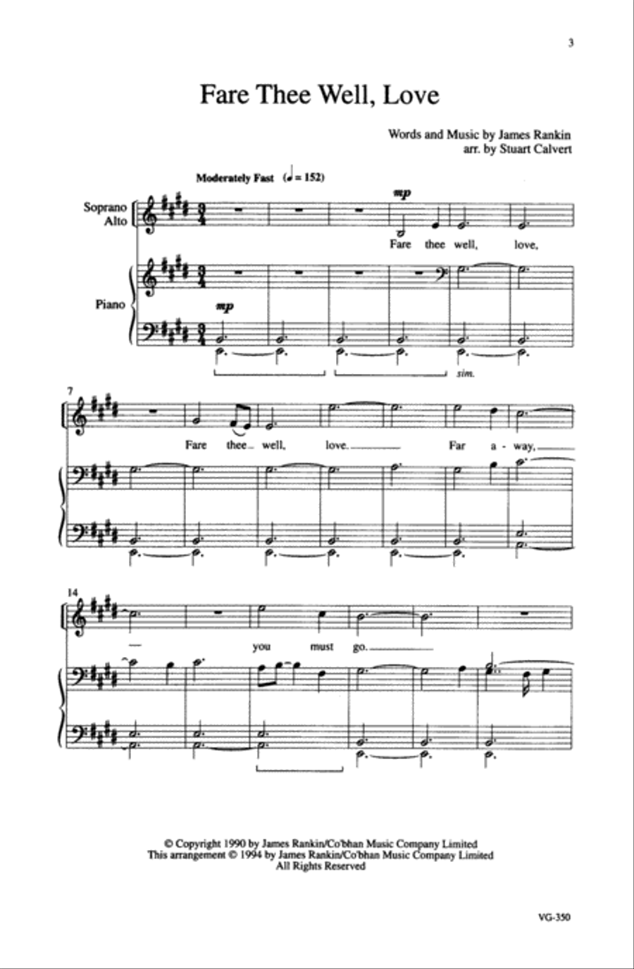 Fare Thee Well Love Women's Choir scores gallery preview page 3