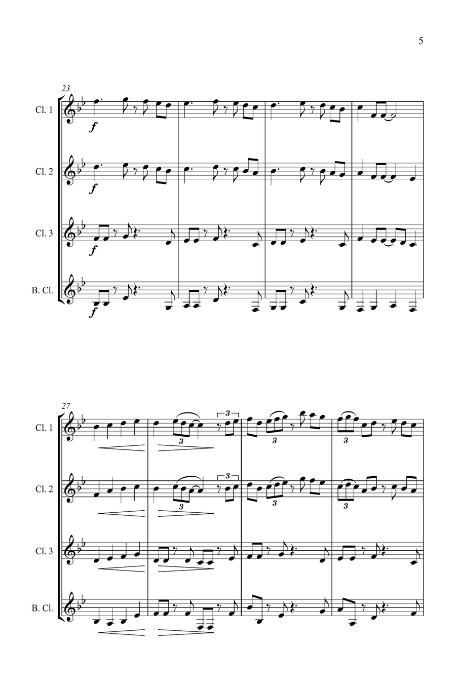 Jazz Carols Collection #1 - Clarinet Quartet (Angels We Have Heard, Hark, First Noel) Clarinet Quartet scores gallery preview page 6
