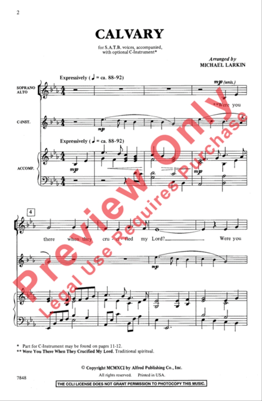 Calvary Calvary 4-Part scores gallery preview page 2