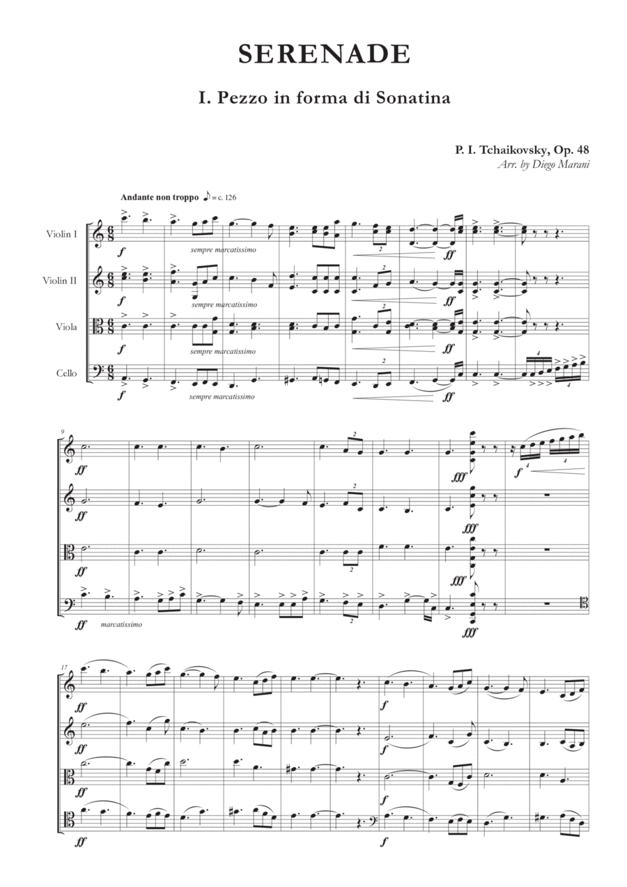 Serenade Op. 48 for String Quartet String Quartet scores gallery preview page 1