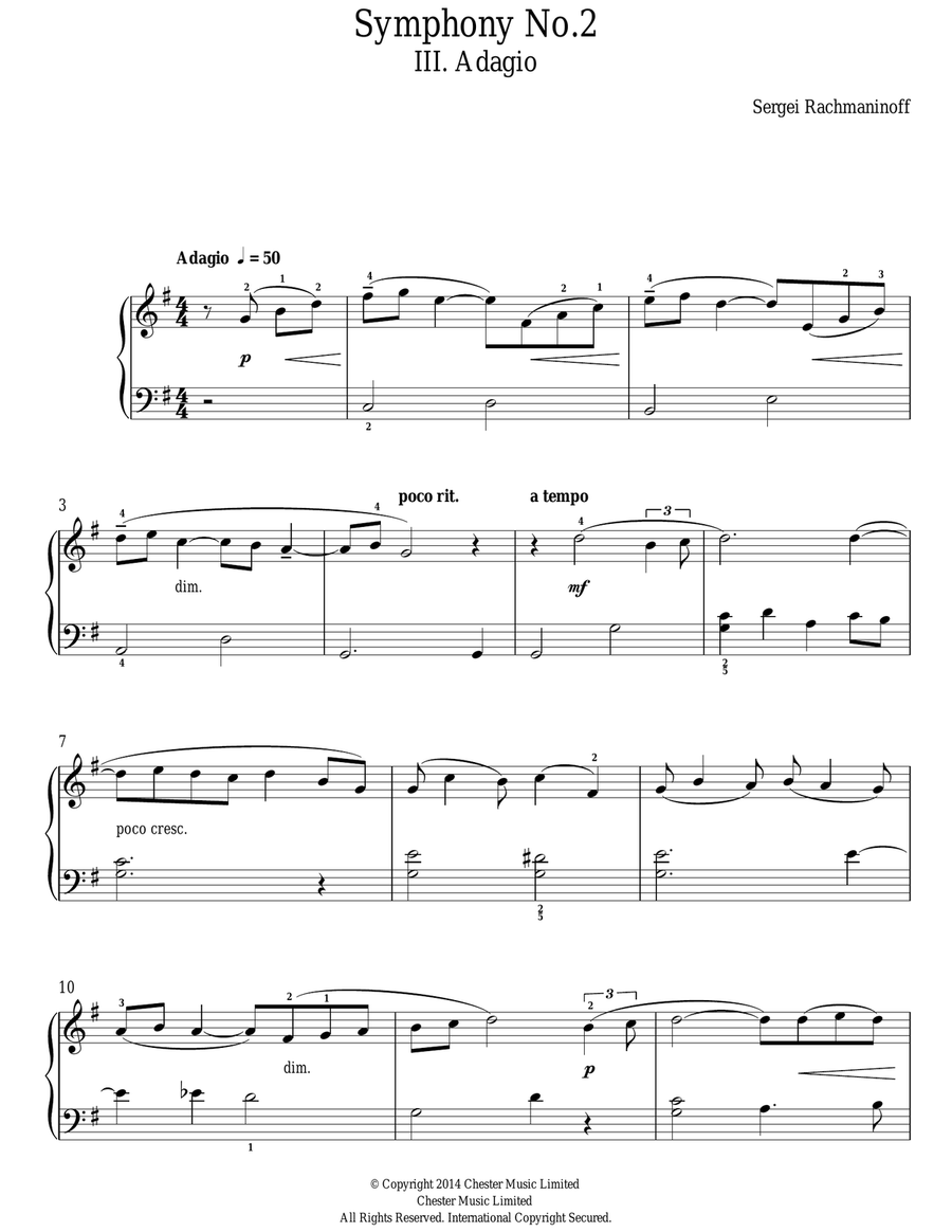 Symphony No. 2 - 3rd Movement Easy Piano scores gallery preview page 1