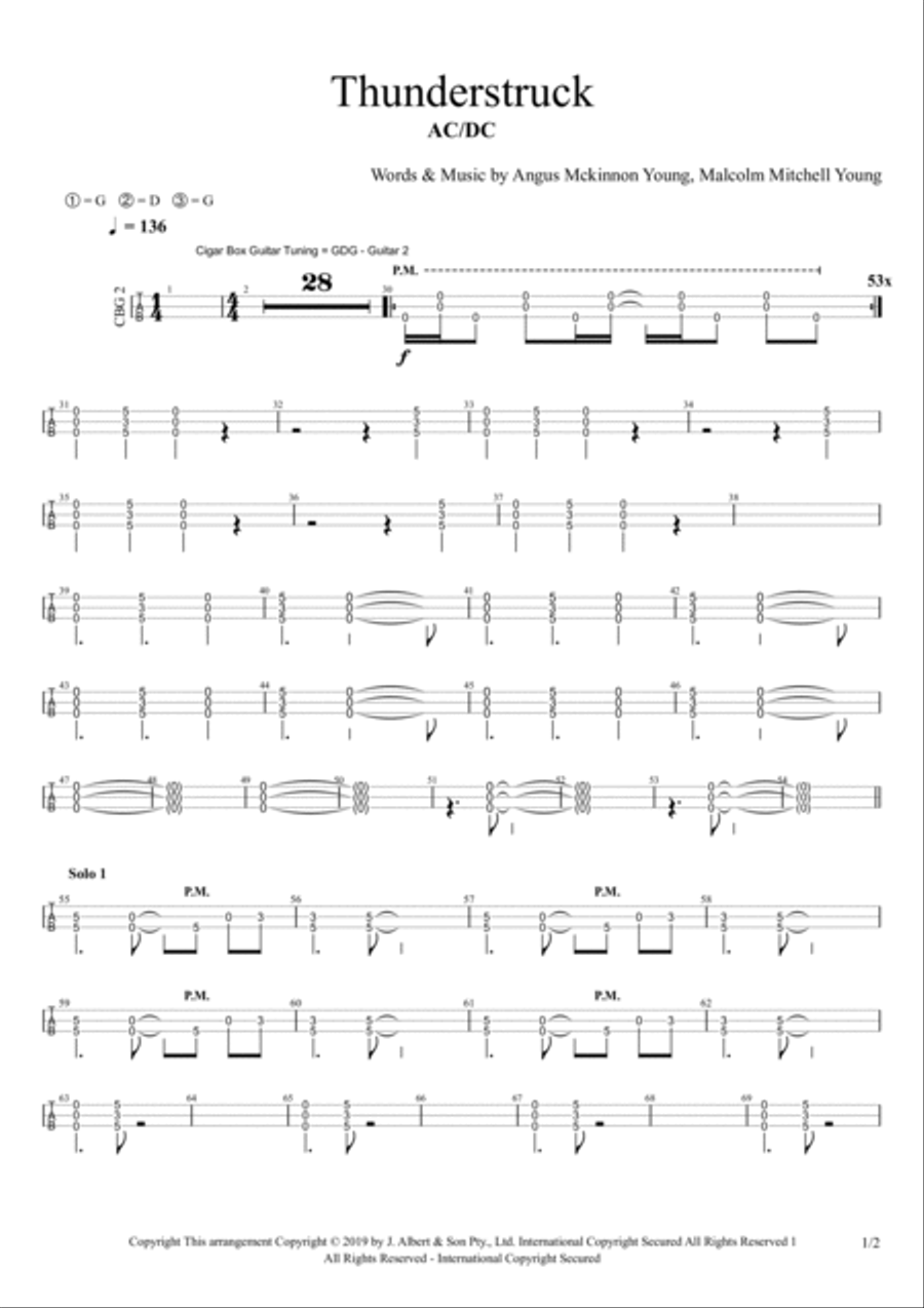 Thunderstruck Guitar Tablature scores gallery preview page 4