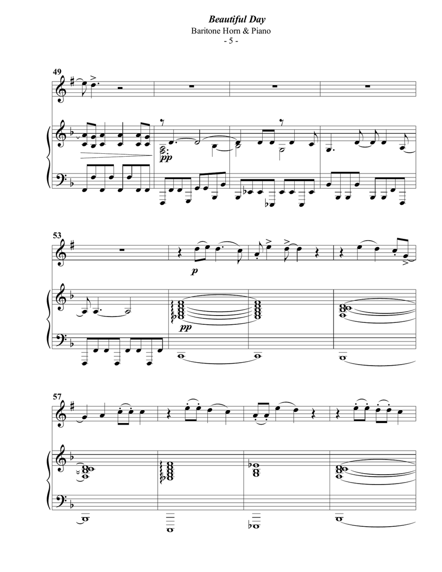 Beautiful Day by U2 Baritone Horn TC - Digital Sheet Music page 5