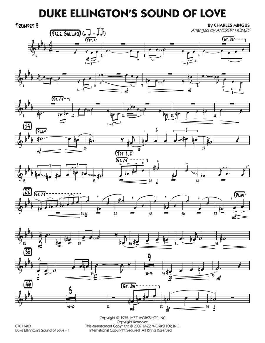 Duke Ellington's Sound of Love - Trumpet 3 Jazz Ensemble scores gallery preview page 1