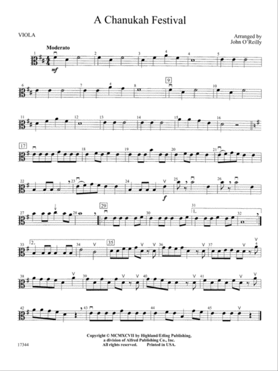 A Chanukah Festival: Viola String Orchestra scores gallery preview page 1