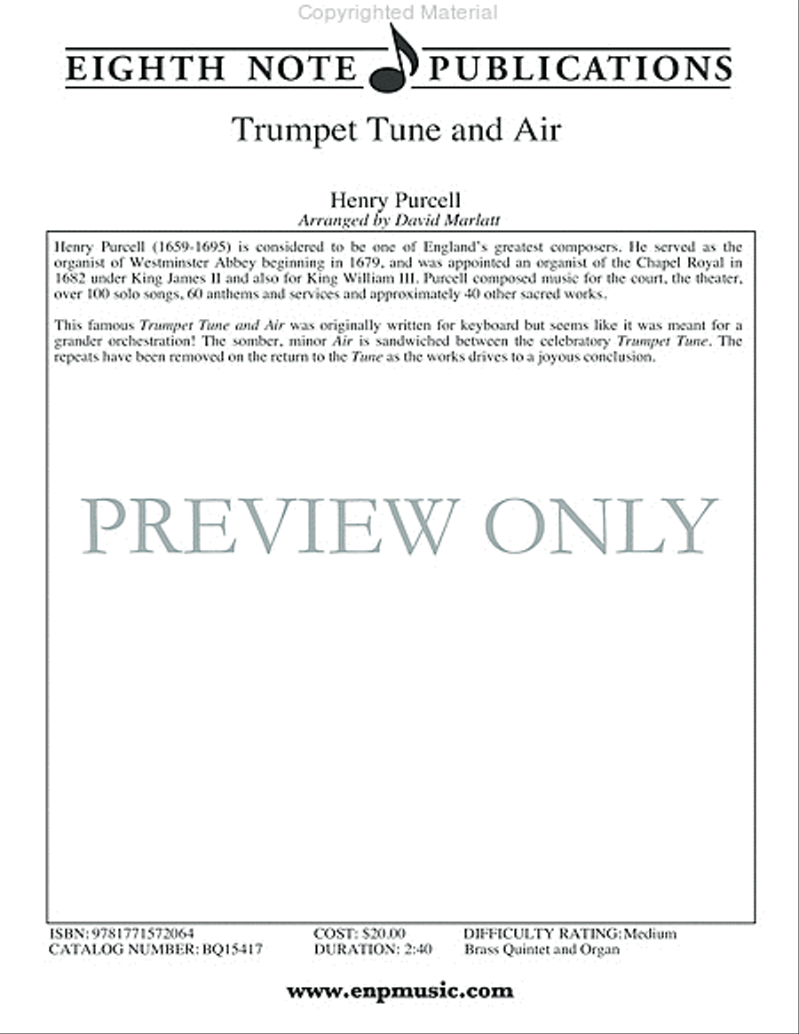 Trumpet Tune and Air Trumpet Tune and Air Small Ensemble scores gallery preview page 2