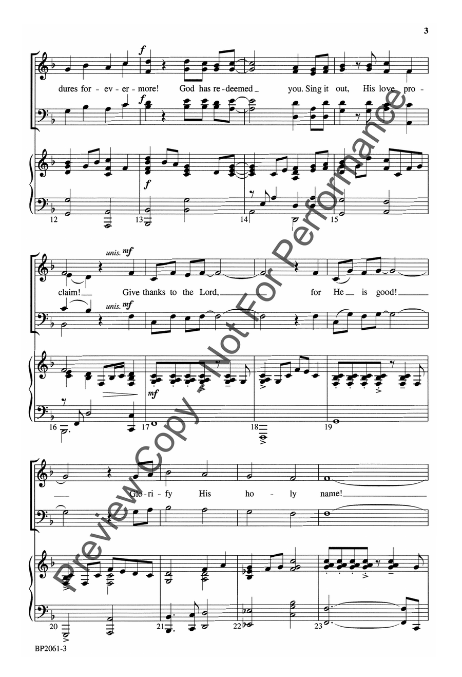 Give Thanks and Glorify His Name! 4-Part scores gallery preview page 4