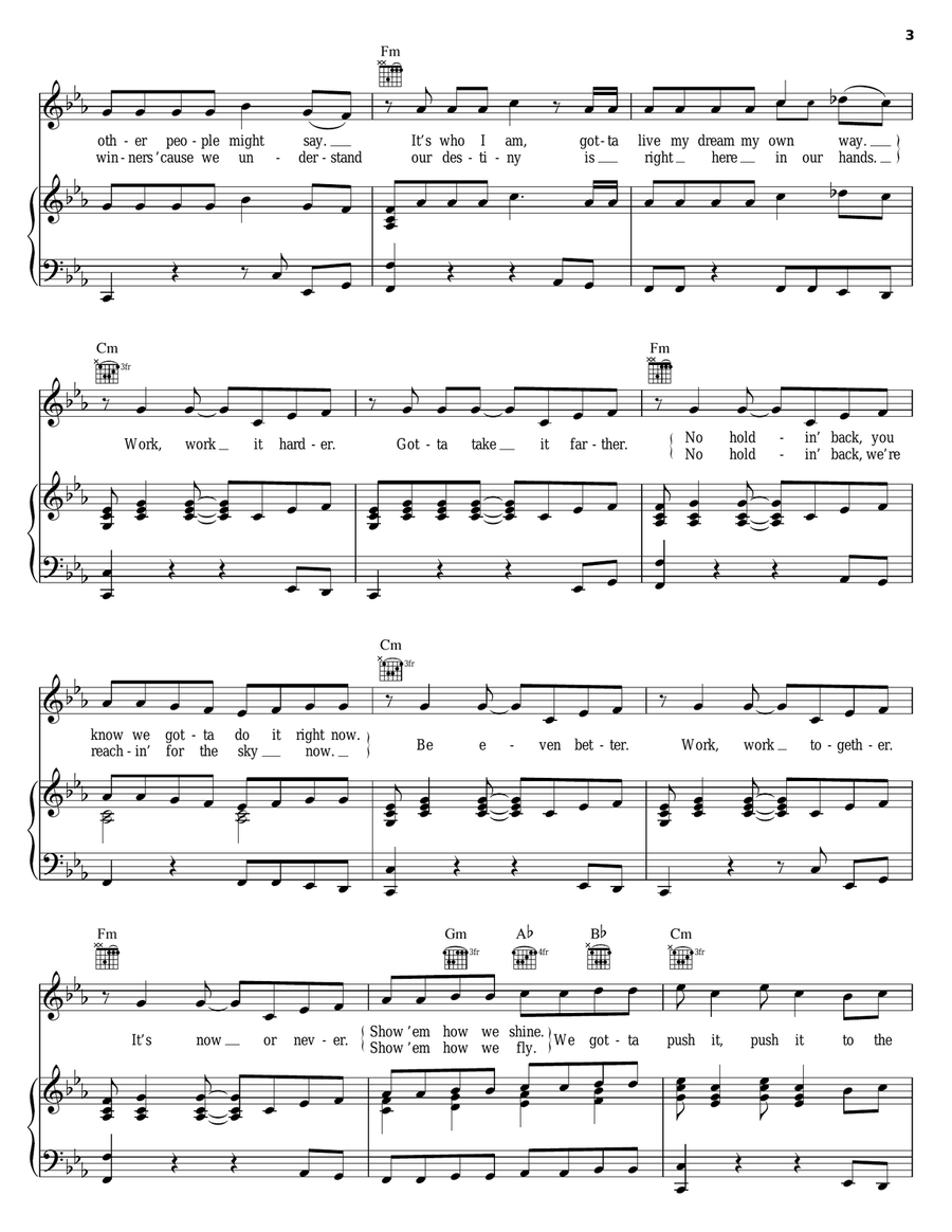 Push It To The Limit Push It To The Limit Piano, Vocal, Guitar scores gallery preview page 3