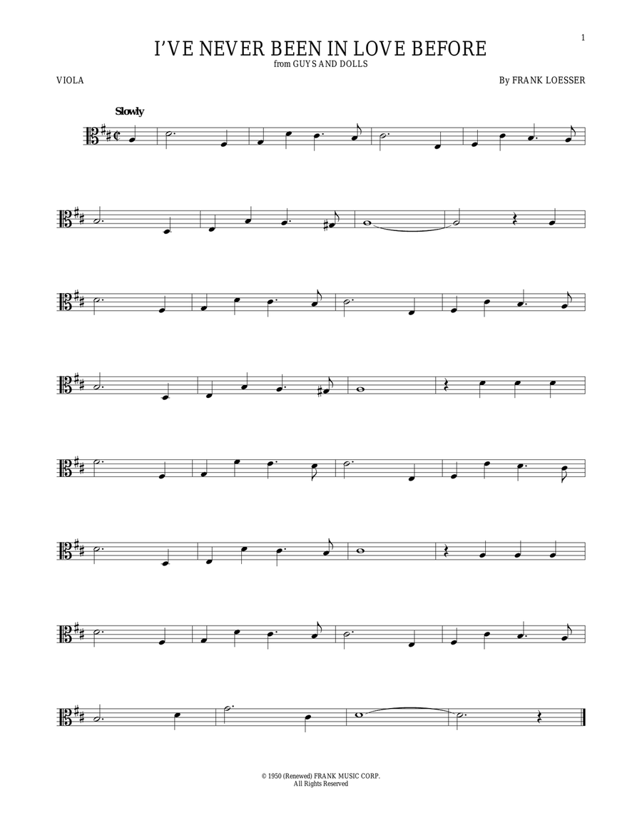 I've Never Been In Love Before Viola Solo scores gallery preview page 1