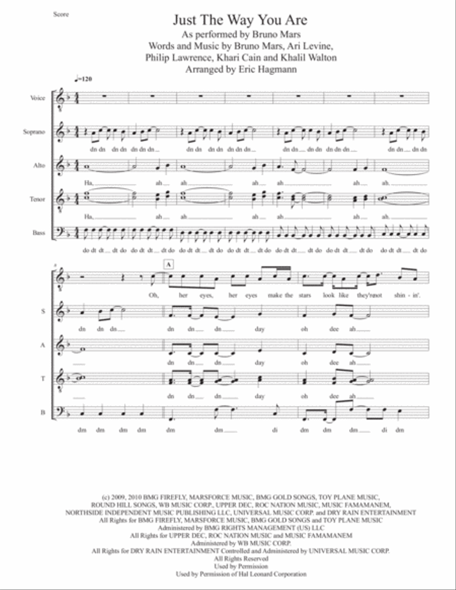 Just The Way You Are Divisi scores gallery preview page 1