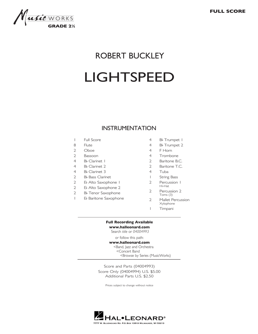 Lightspeed - Full Score Concert Band scores gallery preview page 1