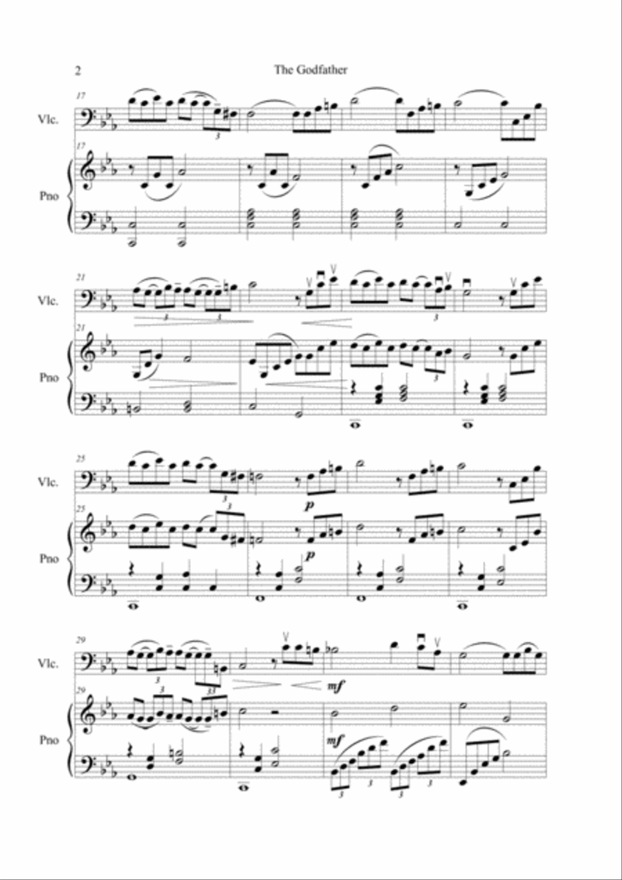 The Godfather, Pour Violoncelle Et Piano Piano scores gallery preview page 2