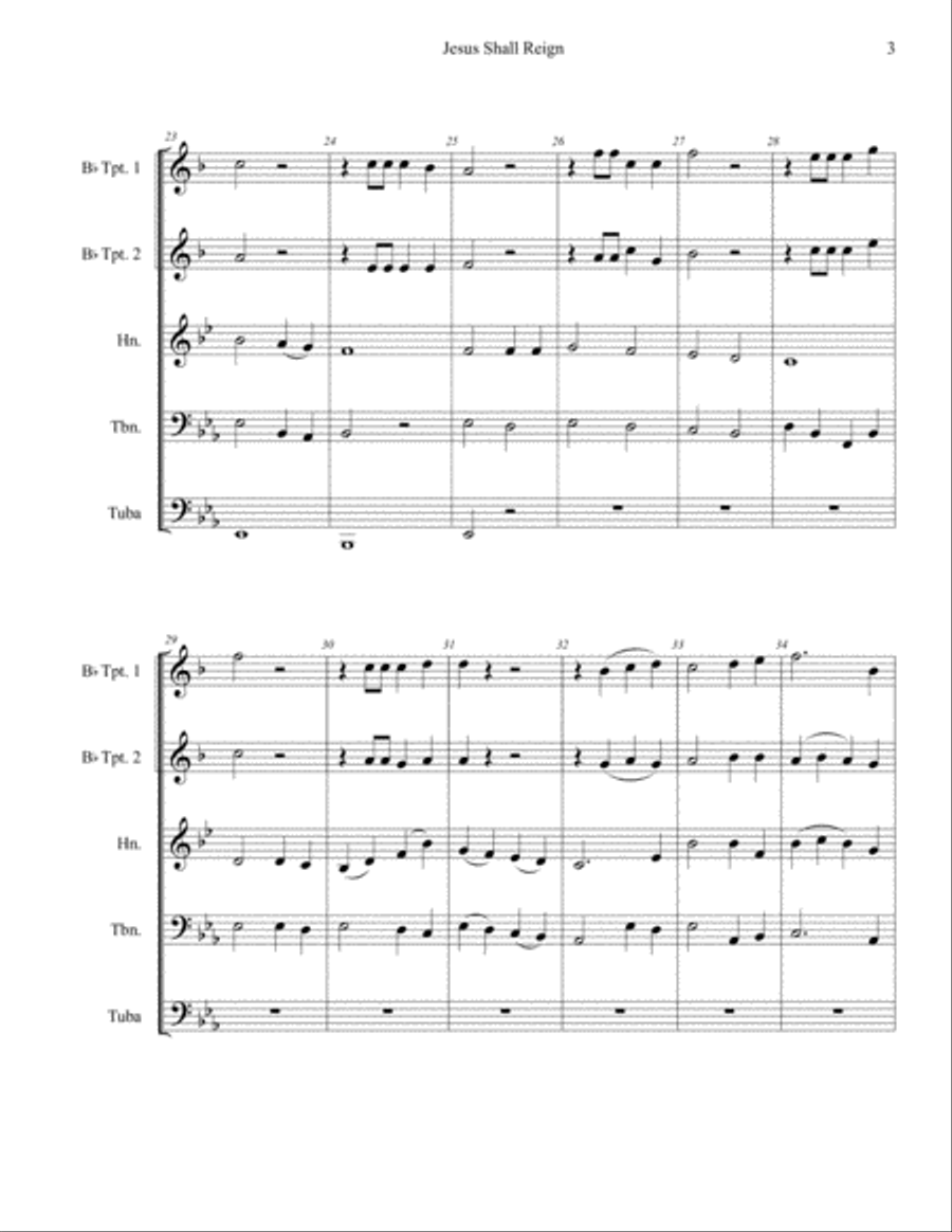Jesus Shall Reign (Brass Quintet) Brass Quintet scores gallery preview page 5