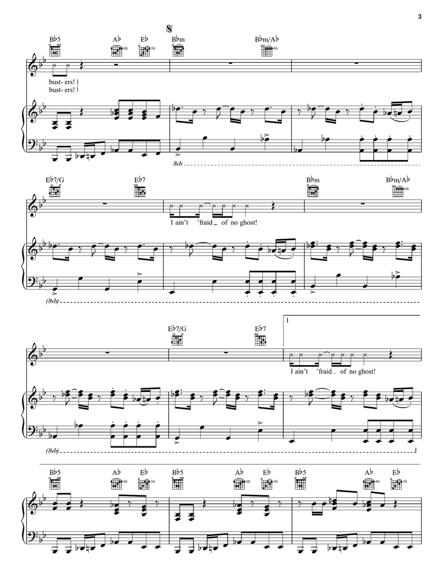 Ghostbusters Piano, Vocal, Guitar scores gallery preview page 3
