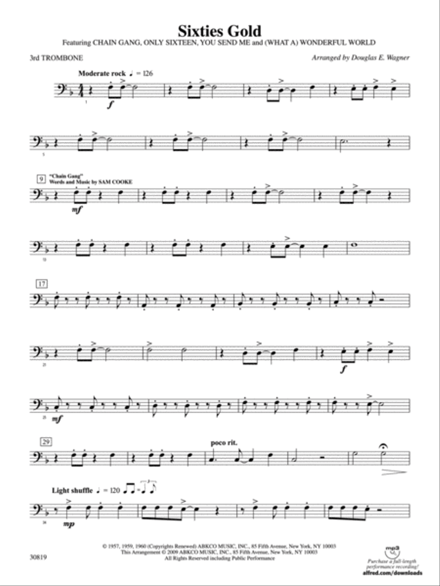 Sixties Gold: 3rd Trombone Concert Band scores gallery preview page 1