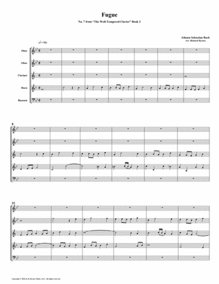 Fugue 07 from Well-Tempered Clavier, Book 2 (Woodwind Quintet)