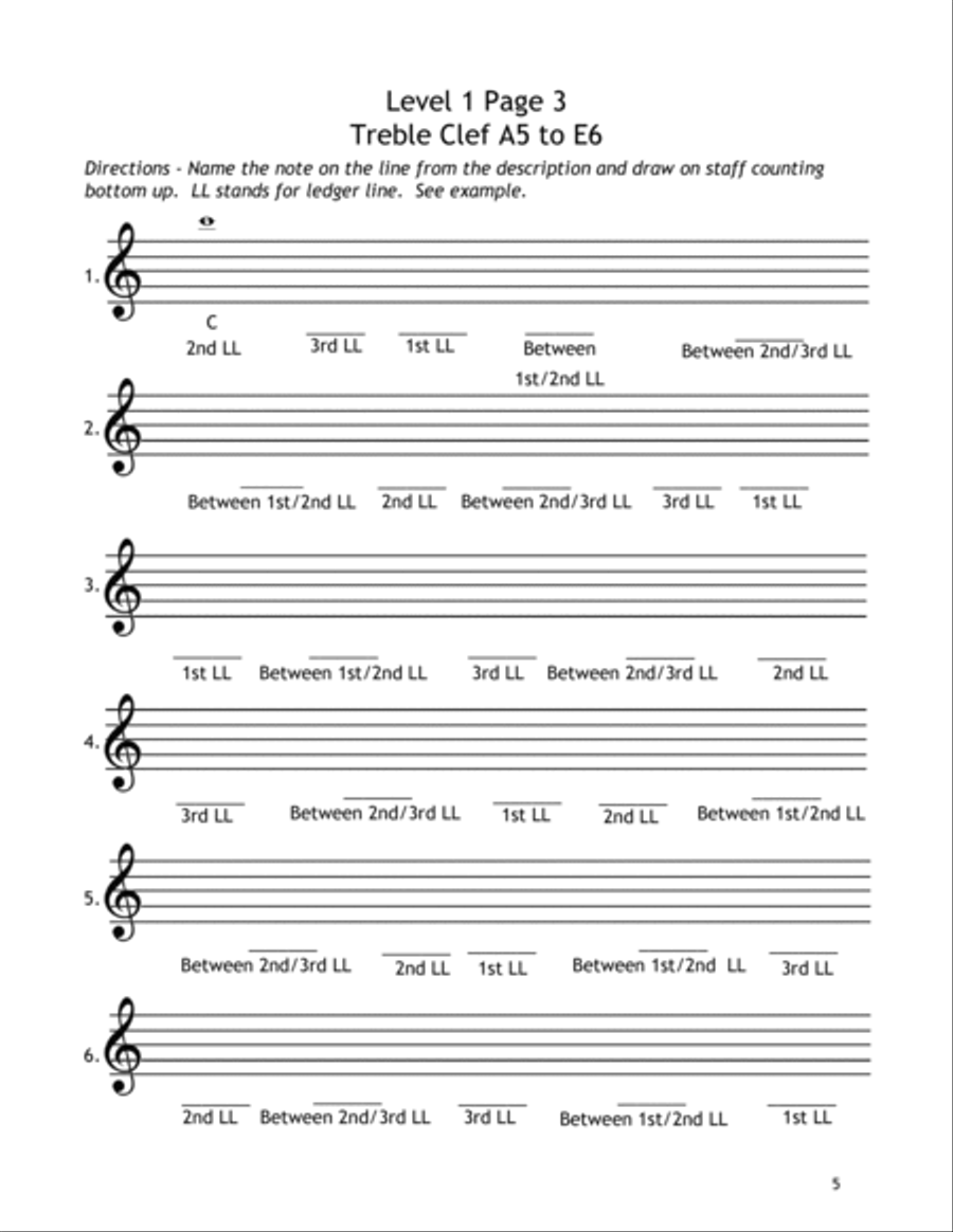Note Reading Workbook 2 - Ledger Lines and Intervals Piano Method scores gallery preview page 6