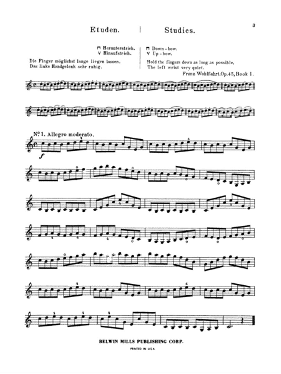 Wohlfahrt: Sixty Studies, Op. 45, Volume I (Nos. 1-30) Part scores gallery preview page 3