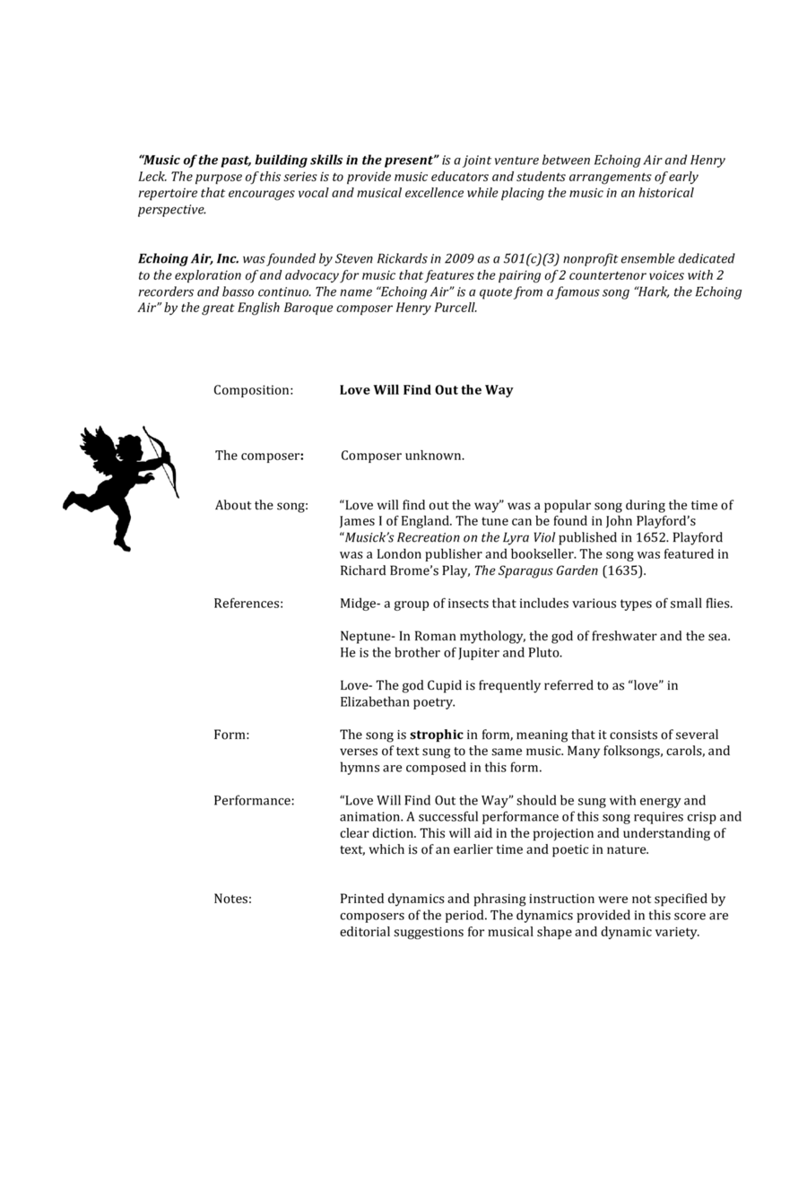 Love Will Find Out the Way SSA scores gallery preview page 1