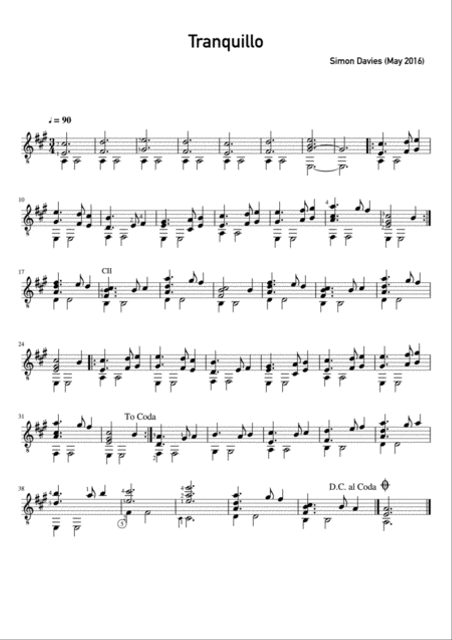 Tranquillo - solo guitar Tranquillo - solo guitar Guitar Solo scores gallery preview page 1