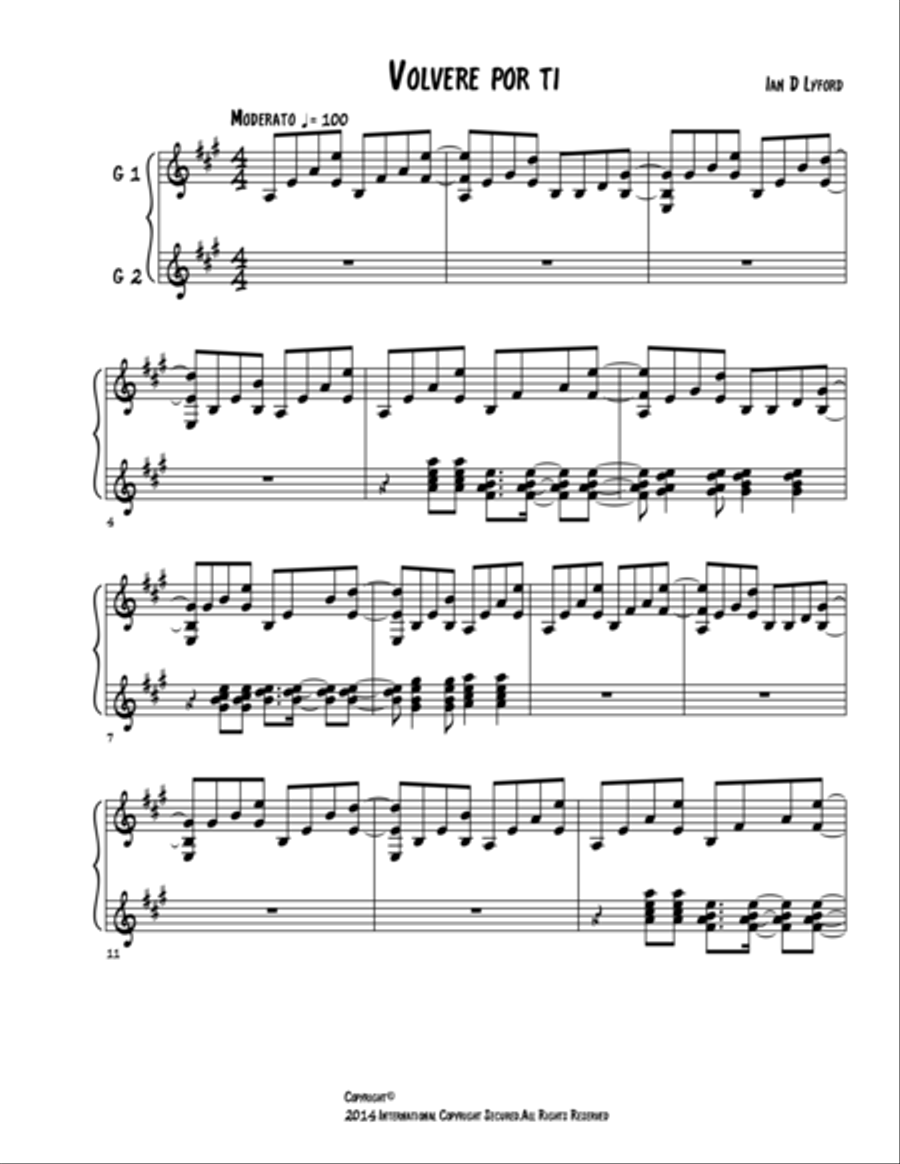 VOLVERE POR TI Guitar Solo scores gallery preview page 1