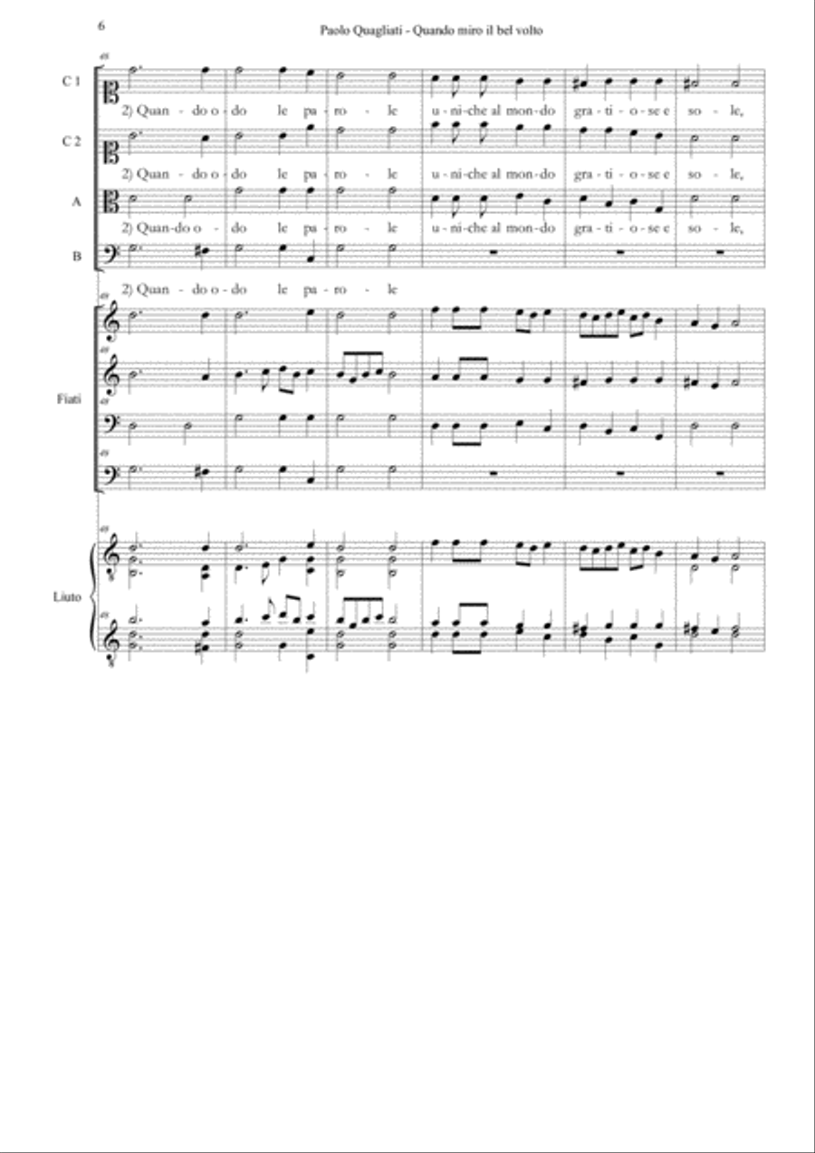 Paolo Quagliati (1555-1628) - Quando miro il bel volto 4-Part scores gallery preview page 6