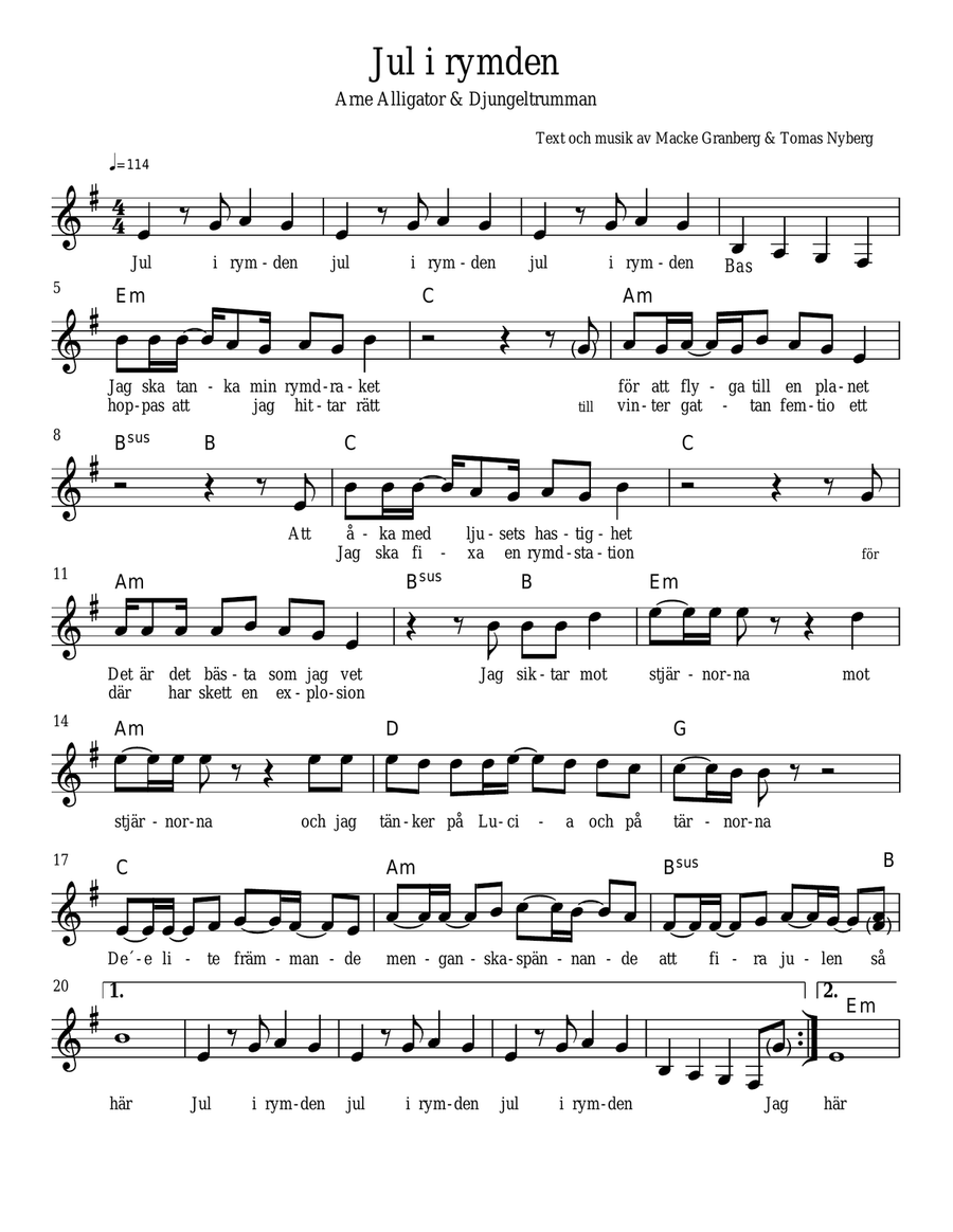 Jul i rymden Jul i rymden Piano, Vocal scores gallery preview page 1
