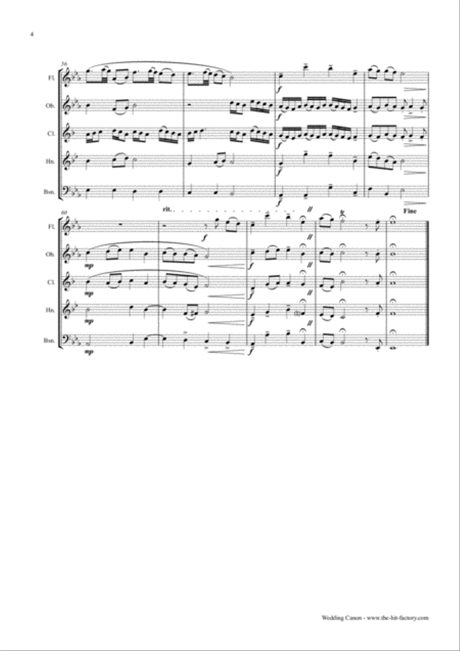 Wedding Canon - Festive Concert Piece - Wind Quintet Woodwind Quintet scores gallery preview page 4