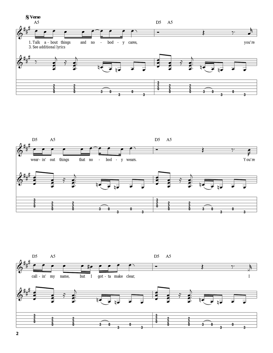 Sweet Emotion Acoustic Guitar scores gallery preview page 2