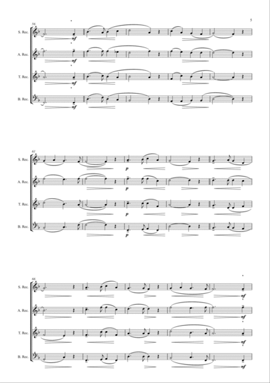 In the Bleak MidWinter - Recorder quartet Soprano Recorder scores gallery preview page 5