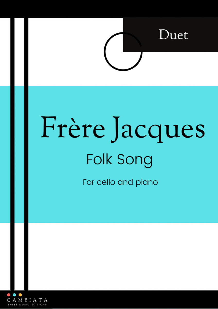 Frère Jacques - Solo cello and piano accompaniment (Easy) image number null
