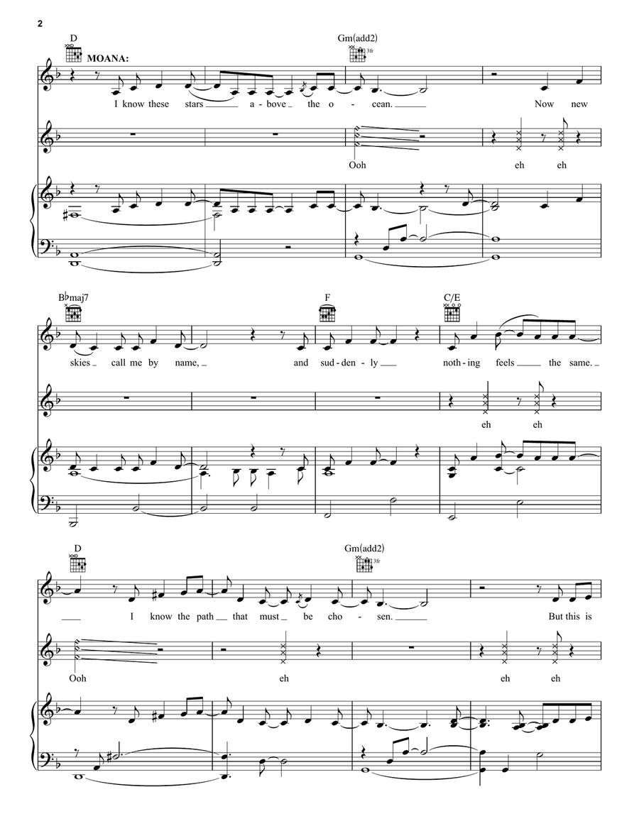 Beyond (End Credit Version) (from Moana 2) Piano, Vocal, Guitar scores gallery preview page 2