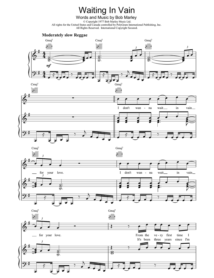 Waiting In Vain Guitar scores gallery preview page 1