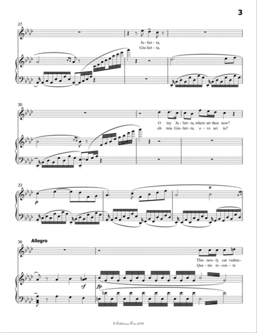 Ah! Se tu dormi,svegliati, by Vaccai Nicola, in A flat Major Voice scores gallery preview page 5