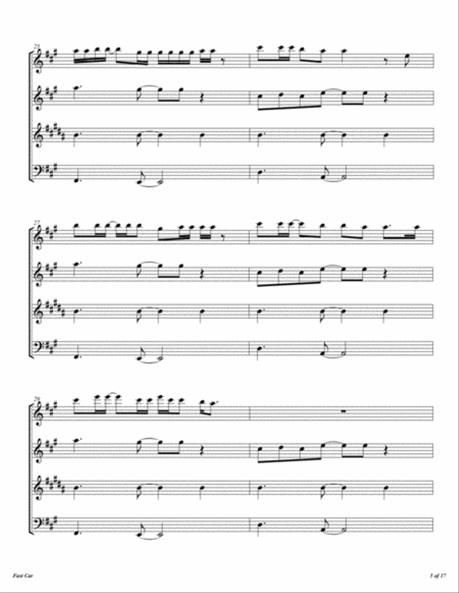 Fast Car Woodwind Quartet scores gallery preview page 6