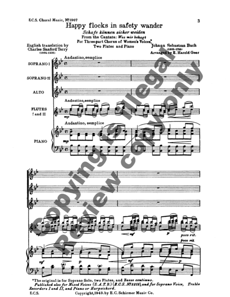 Happy Flocks in Safety Wander (Schafe koennen sicher weiden), BWV 208
