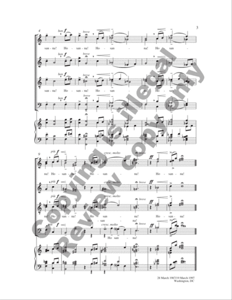 Two Miniatures for Holy Week: 1. An Hosanna Fanfare 2. Faithful Cross 4-Part scores gallery preview page 3