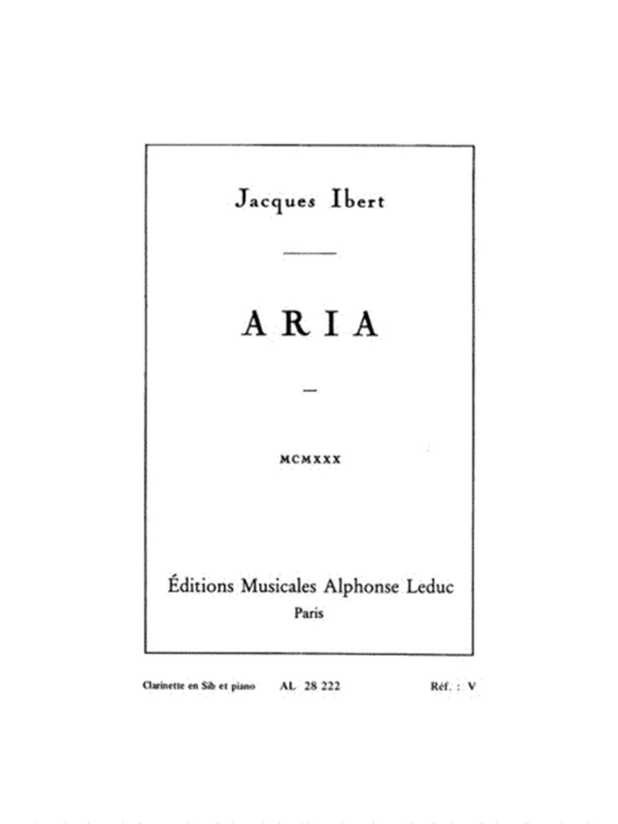 Ibert Aria Clarinet In Bb & Piano Book