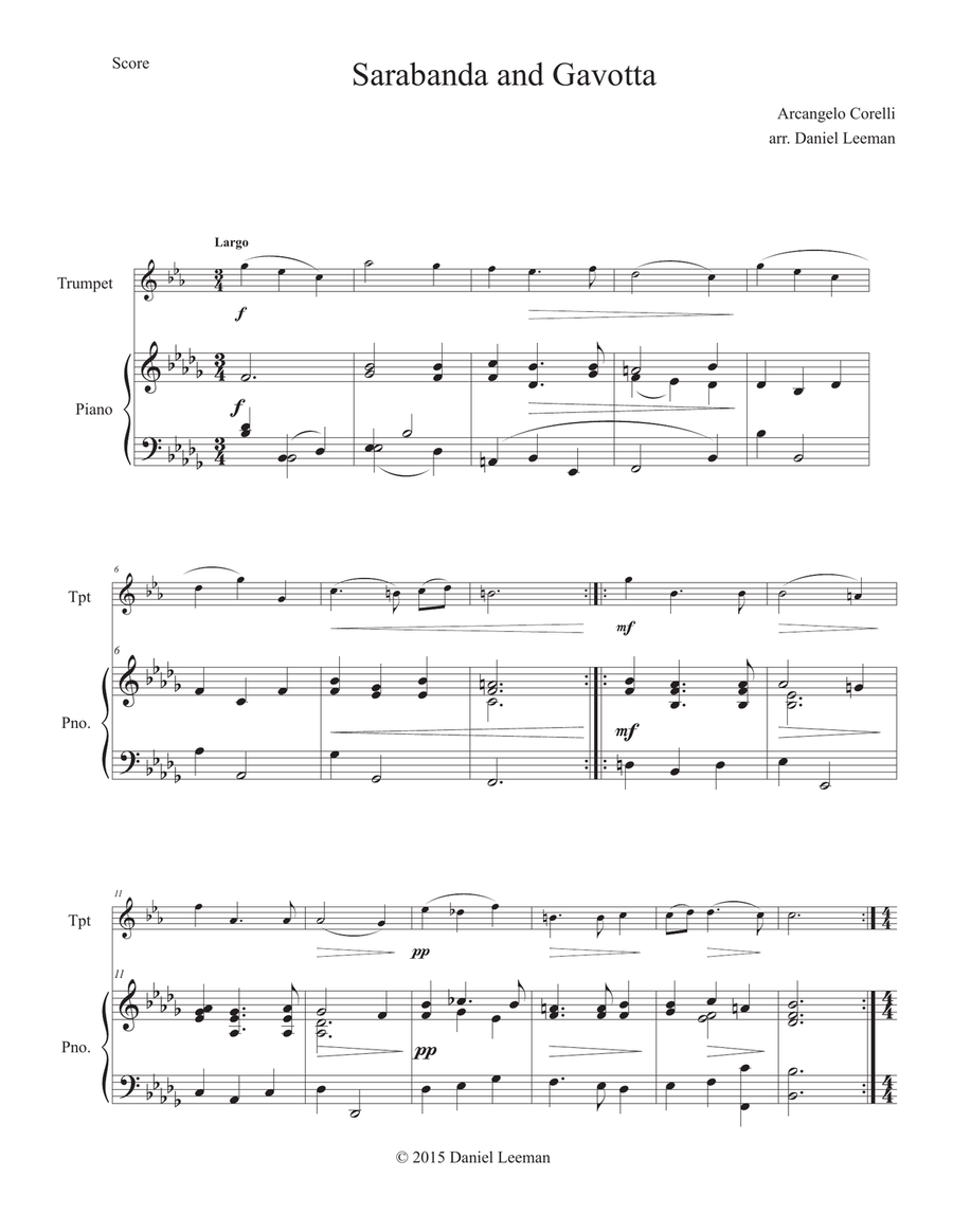Sarabanda and Gavotta for Trumpet & Piano Trumpet Solo scores gallery preview page 2