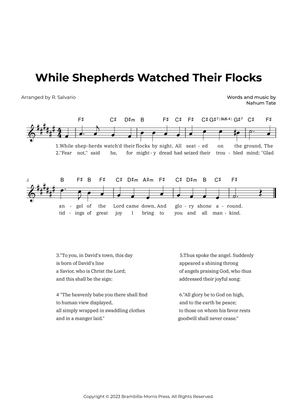 While Shepherds Watched Their Flocks (Key of F-Sharp Major)