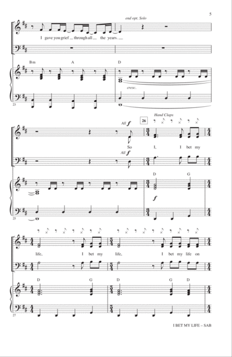I Bet My Life 3-Part scores gallery preview page 4