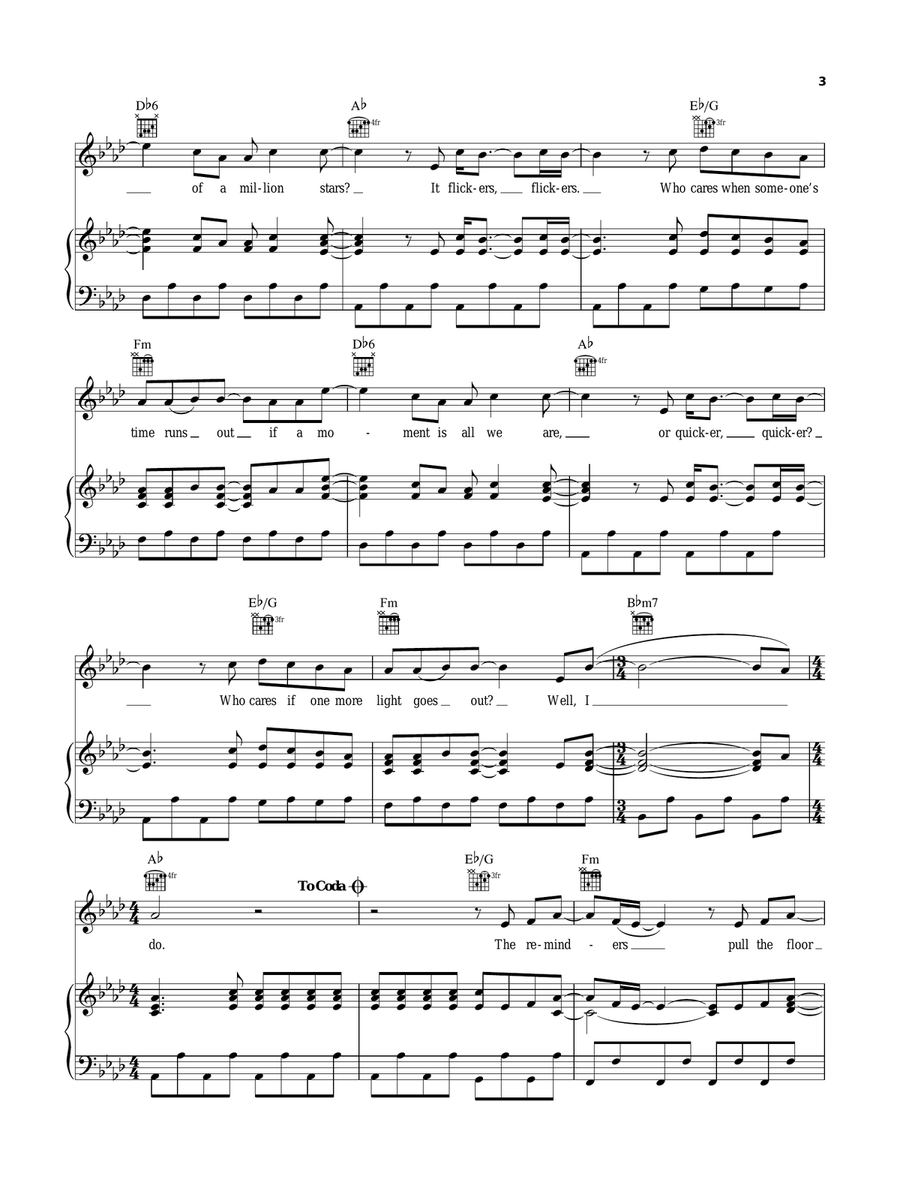 One More Light One More Light Piano, Vocal, Guitar scores gallery preview page 3