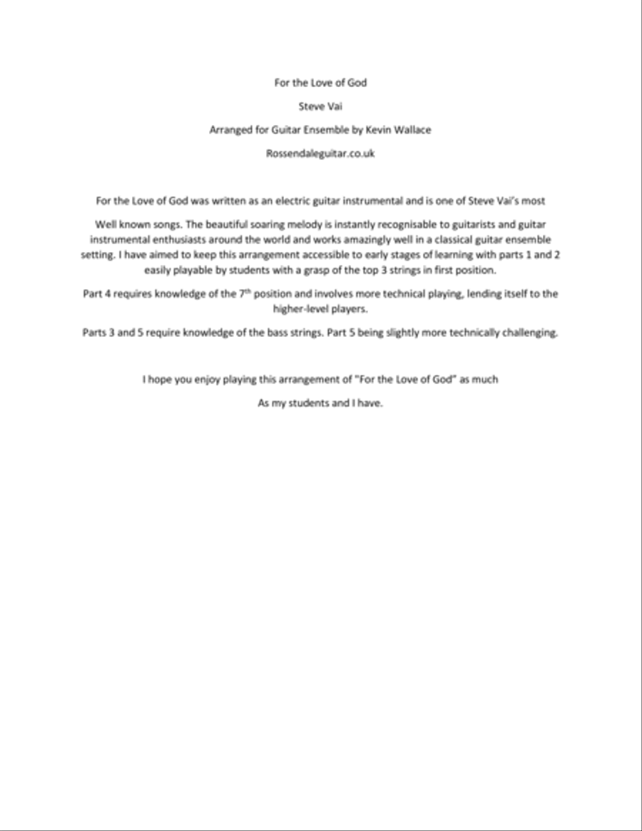 For The Love Of God Guitar Solo scores gallery preview page 1