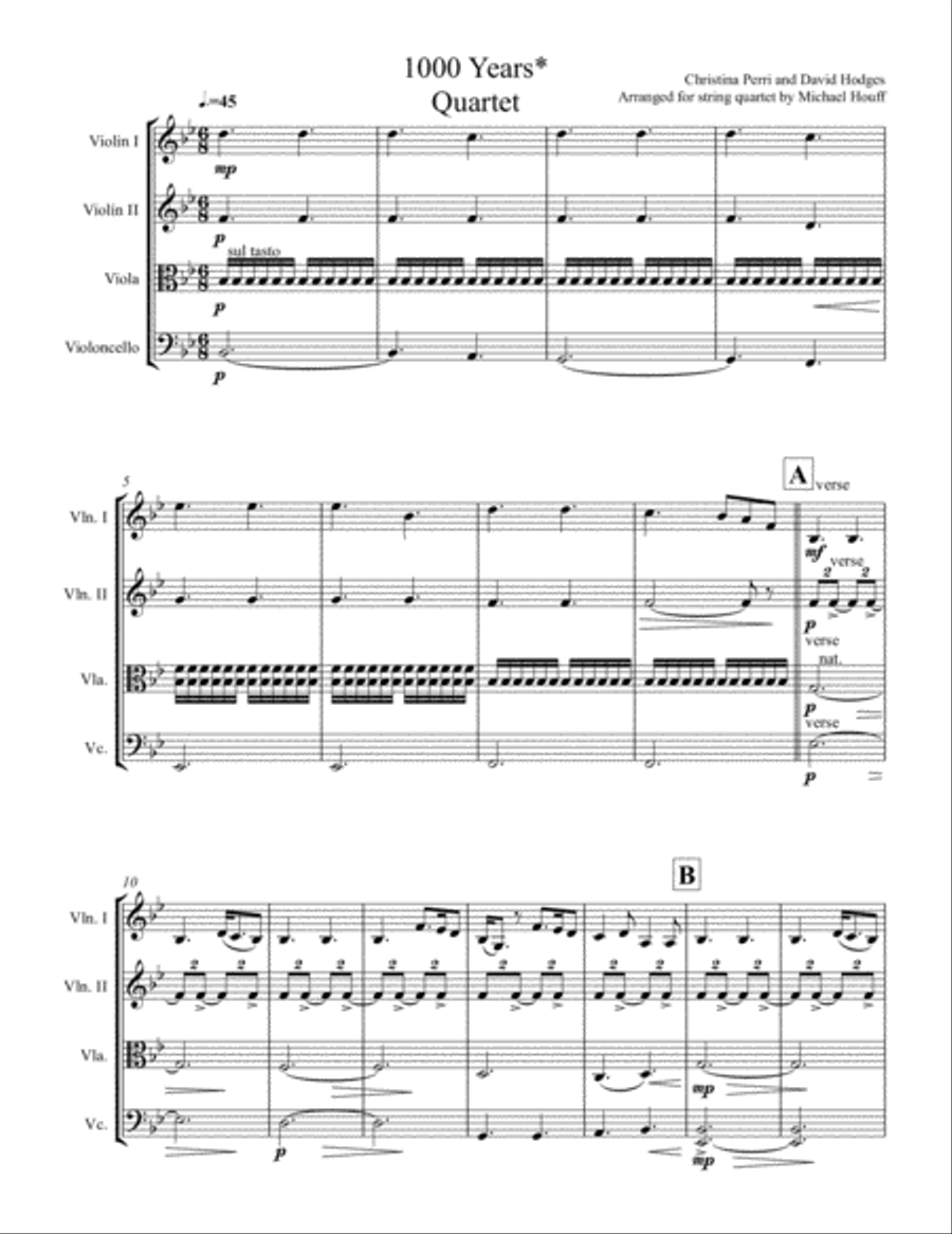 A Thousand Years A Thousand Years String Quartet scores gallery preview page 1