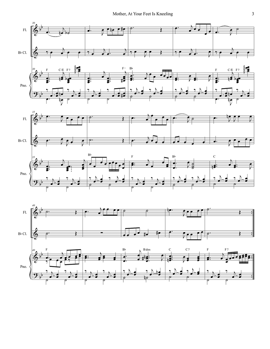 Mother At Your Feet Is Kneeling Woodwind Duet scores gallery preview page 3